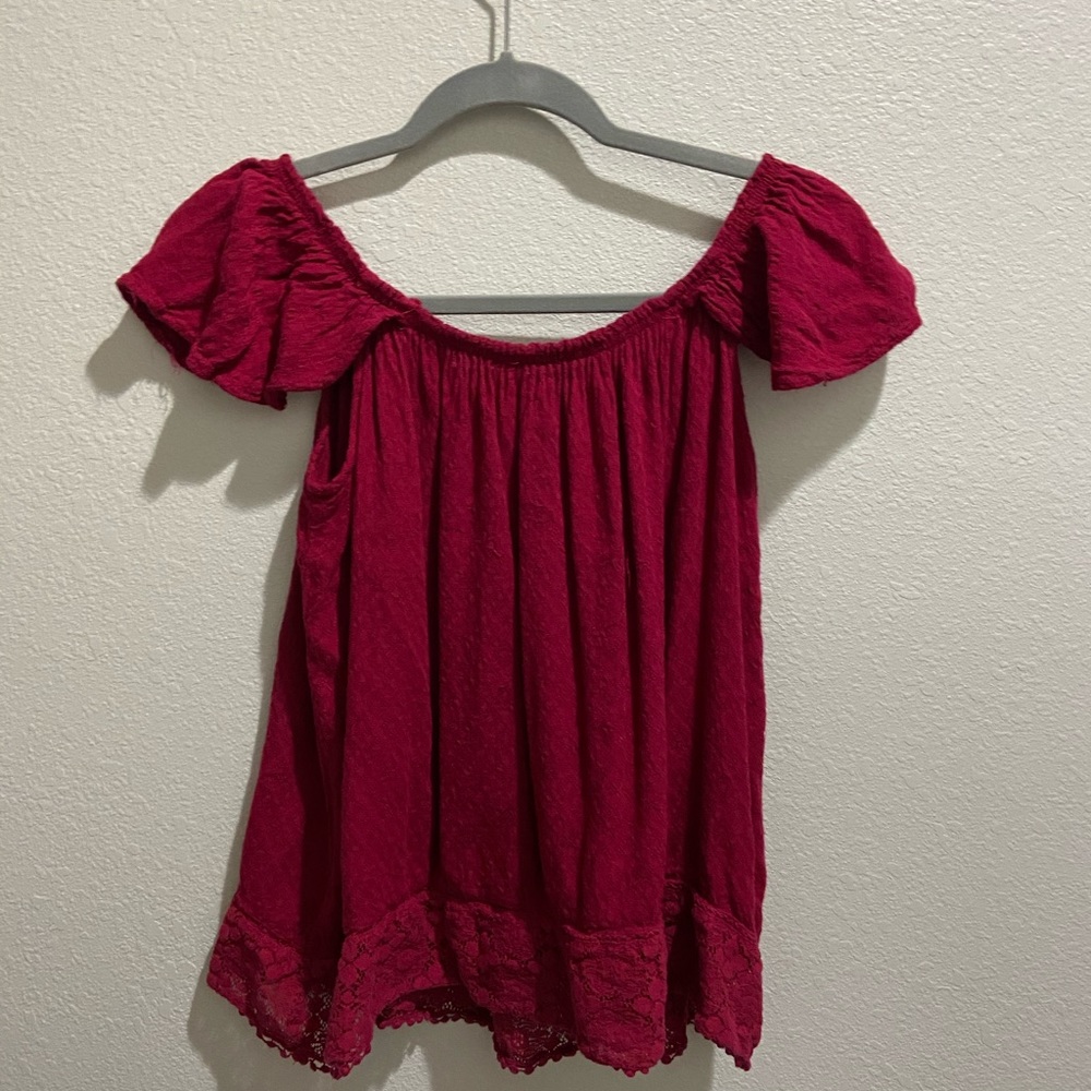 Maroon Off the Shoulder Top